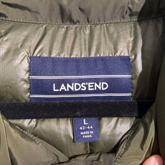 Lands' End Men's Large 42-44 Dark Green Down Puffer Vest 600 Fill Hyper Dry New - Picture 3 of 9